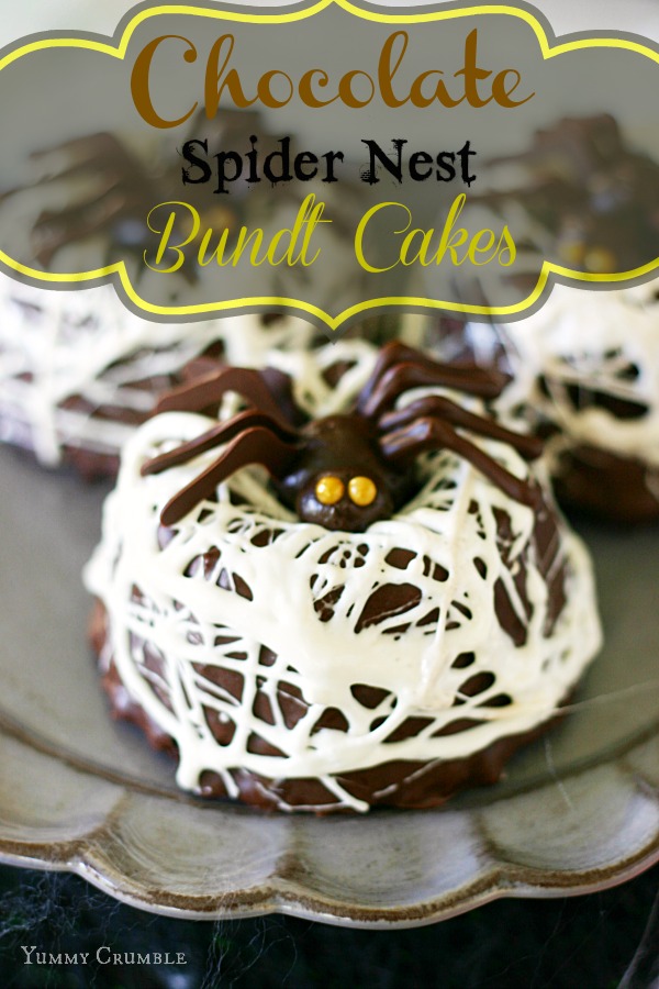 Chocolate Spider Nest Bundt Cakes - Yummy Crumble