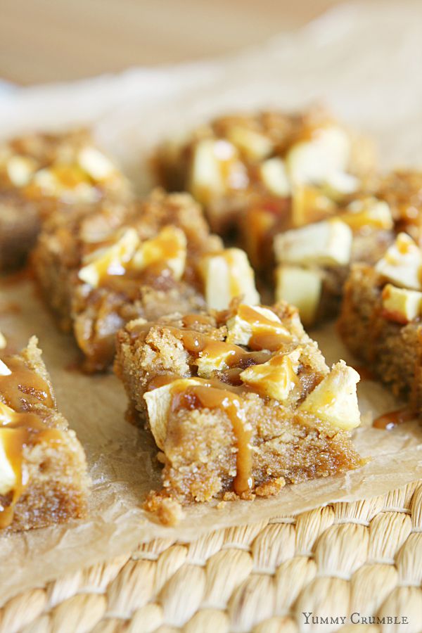 Apple Peanut Butter Bars with Salted Caramel